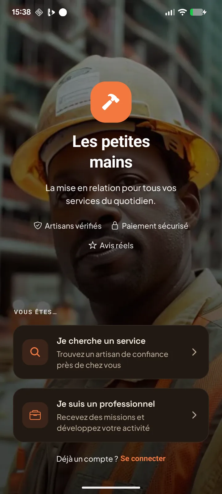Écran d’accueil de l’application Les Petites Mains
